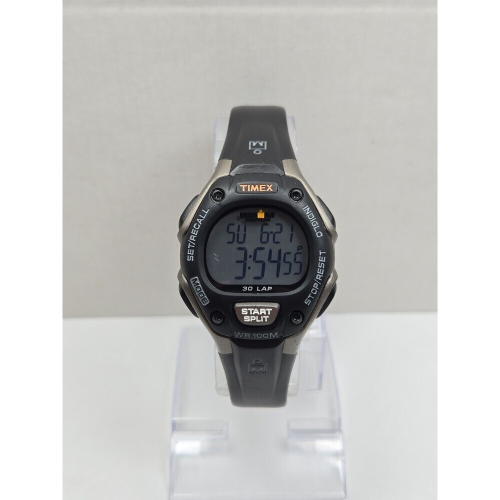 Timex Ironman 30 Lap Womens 35mm Digital Sport Watch Black Silver New Battery